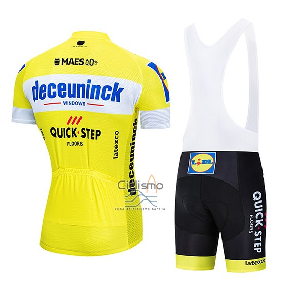 Deceuninck Quick Step Ropa Ciclismo Culotte Corto 2019 Mangas Cortas AMarillo Blanco